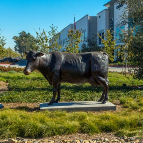 Bronze Holstein Cow Statue Set and Labrador Statue