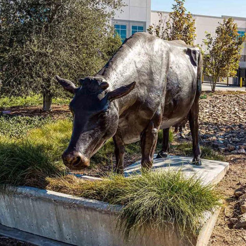 Bronze Holstein Cow Statue Set and Labrador Statue