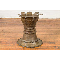 Bronze Flower Pedestal with Acanthus Leaves and Palmettes