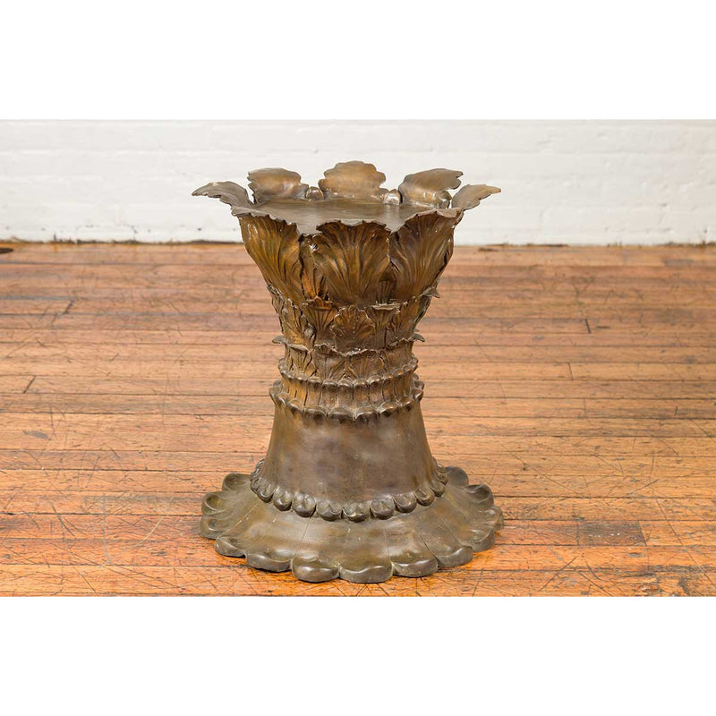 Bronze Flower Pedestal with Acanthus Leaves and Palmettes-Custom Bronze Statues & Fountains for Sale-Randolph Rose Collection