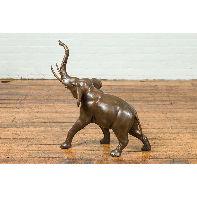 Bronze Sculpture of a Trumpeting Elephant with Trunk Up-Custom Bronze Statues & Fountains for Sale-Randolph Rose Collection