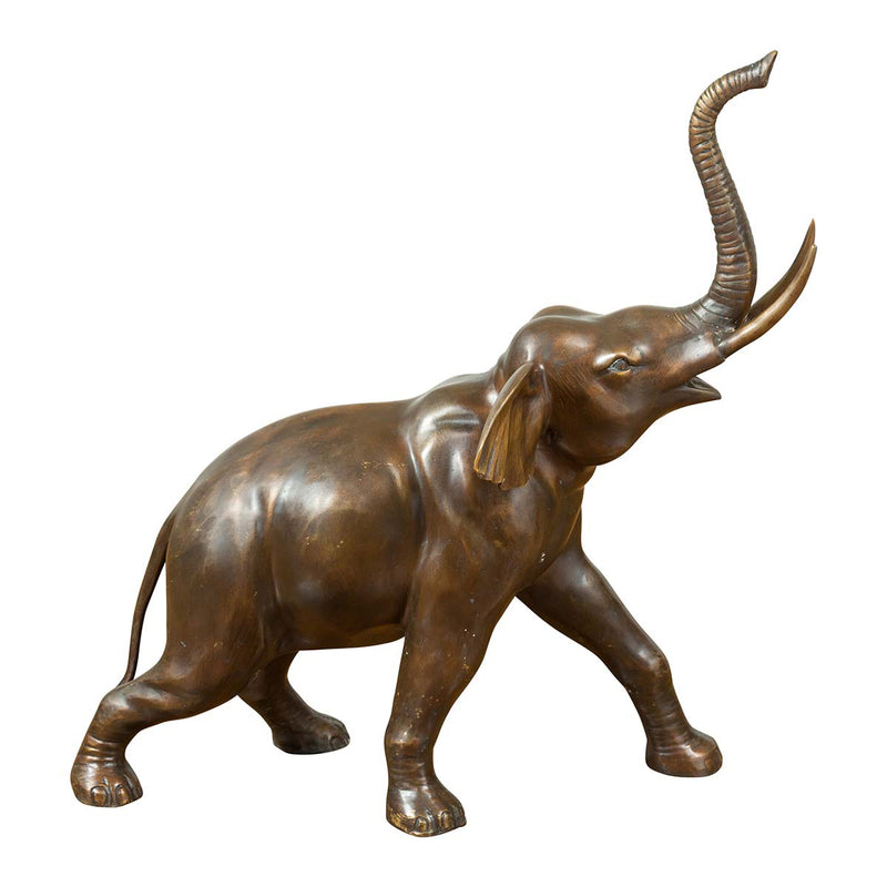 Bronze Sculpture of a Trumpeting Elephant with Trunk Up-Custom Bronze Statues & Fountains for Sale-Randolph Rose Collection
