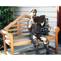 Boy Reading Book Bronze Statue