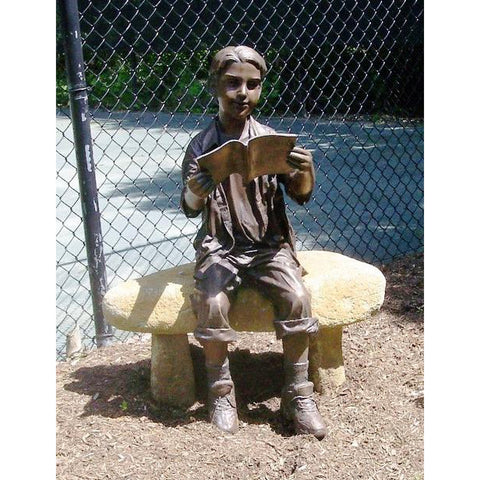 Boy Reading Book Bronze Statue