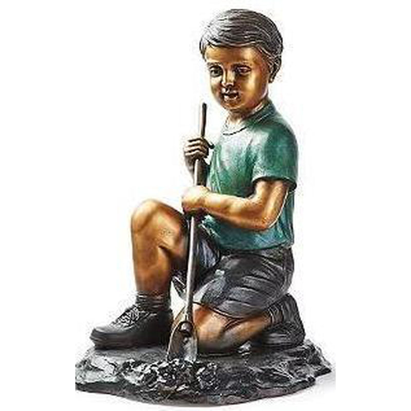 Bronze Statue of a Boy Digging in the Garden