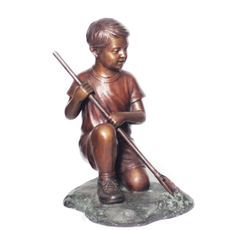 Bronze Statue of a Boy Digging in the Garden