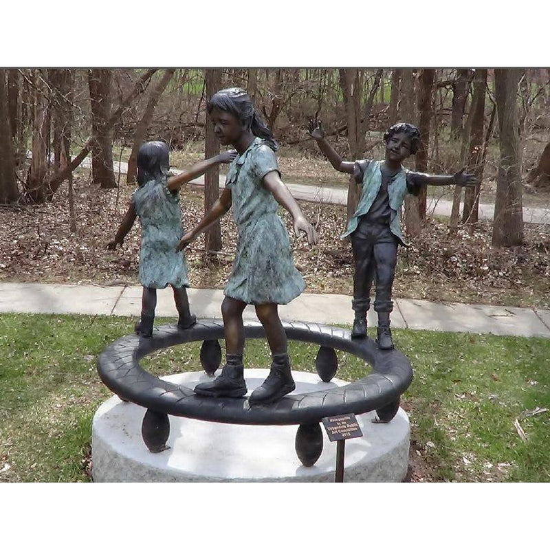 Circle of Fun - 3 Children Playing Bronze Statue
