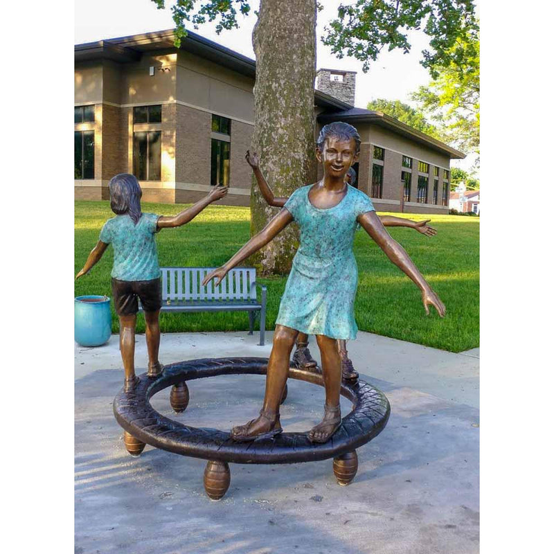 Circle of Fun - Three Children Playing Bronze Statue-Custom Bronze Statues & Fountains for Sale-Randolph Rose Collection
