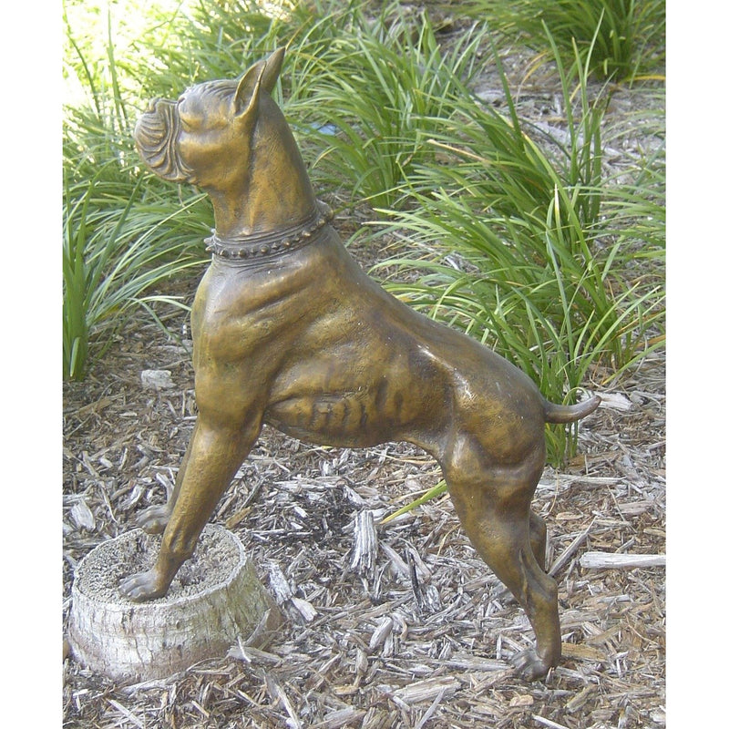 Bronze Dog Statue of a Standing Boxer Puppy