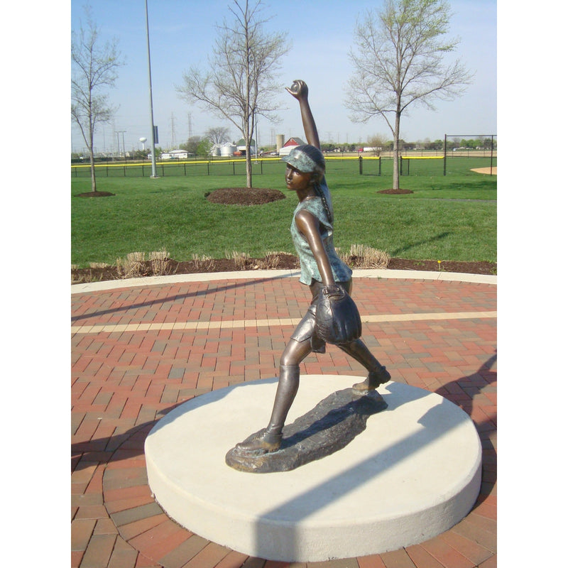 Bronze Sports Statue of a Softball Pitcher