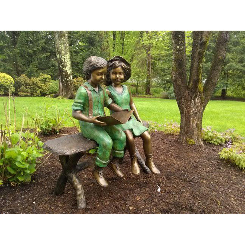 Best Friends Reading-Bronze Statue of Children Reading-Randolph Rose Collection-RG1186
