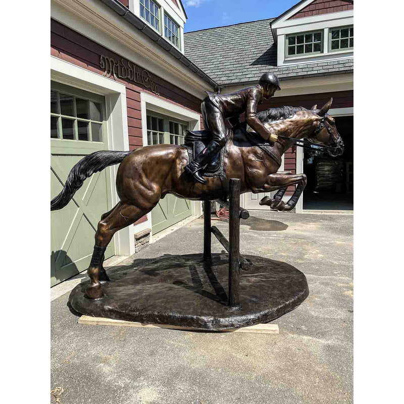 Lifesize Jumper on Horse Statue-Custom Bronze Statues & Fountains for Sale-Randolph Rose Collection