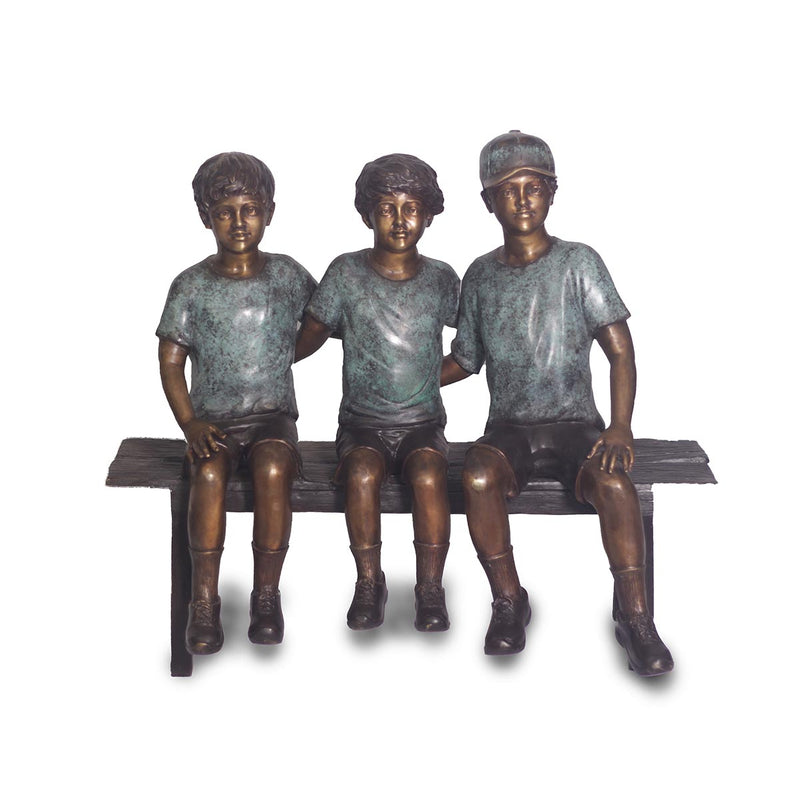 Three Boys Sitting On Bench Bronze Statue-Custom Bronze Statues & Fountains for Sale-Randolph Rose Collection