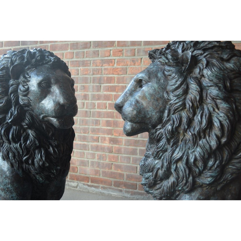 Pair of Bronze Lions Statues - Lion Sculptures
