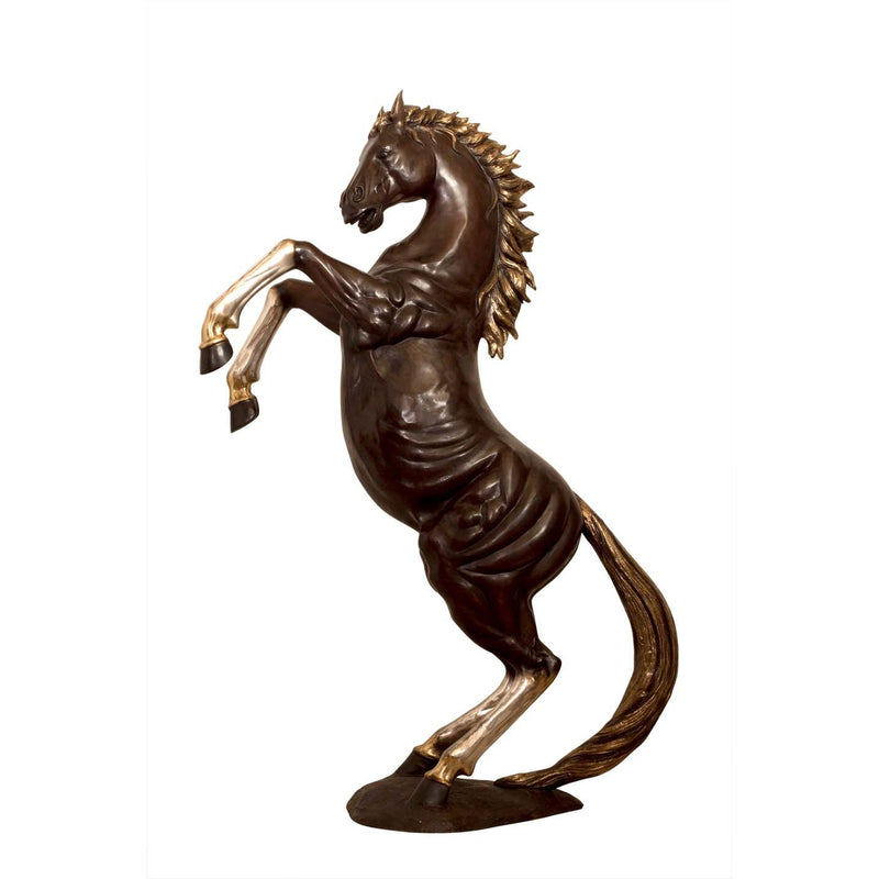 Rearing Bronze Horse Sculpture
