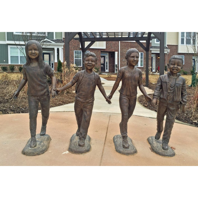 Custom Bronze Children Kids Holding Hands