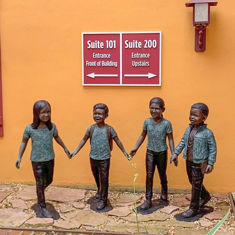 Celebrate Diversity - Fun with Friends-Bronze Statue of Children Reading-Randolph Rose Collection-RG1483
