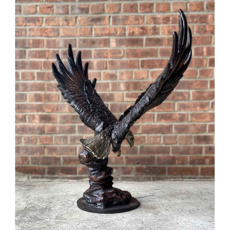 Eagle Stalking - Wings Open-Custom Bronze Statues & Fountains for Sale-Randolph Rose Collection