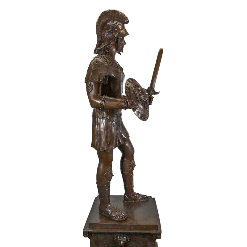 Bronze Roman Soldier Statue with Shield and Sword-Custom Bronze Statues & Fountains for Sale-Randolph Rose Collection