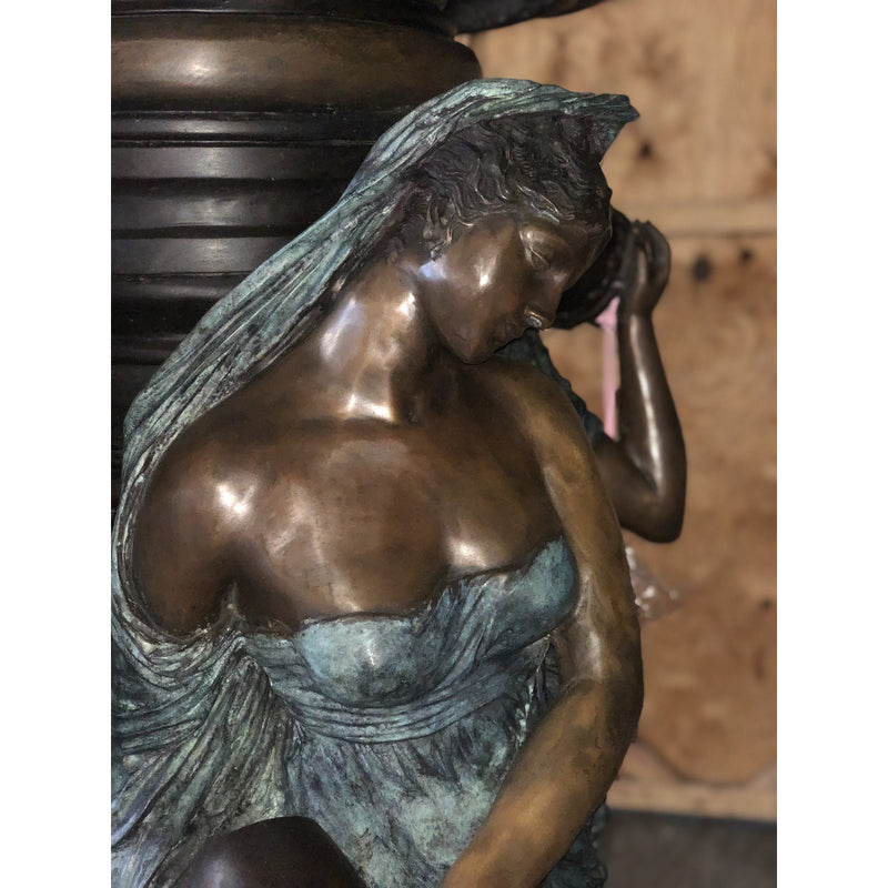 Four Season Lady with Lion Statues | Bronze Lion Sculptures