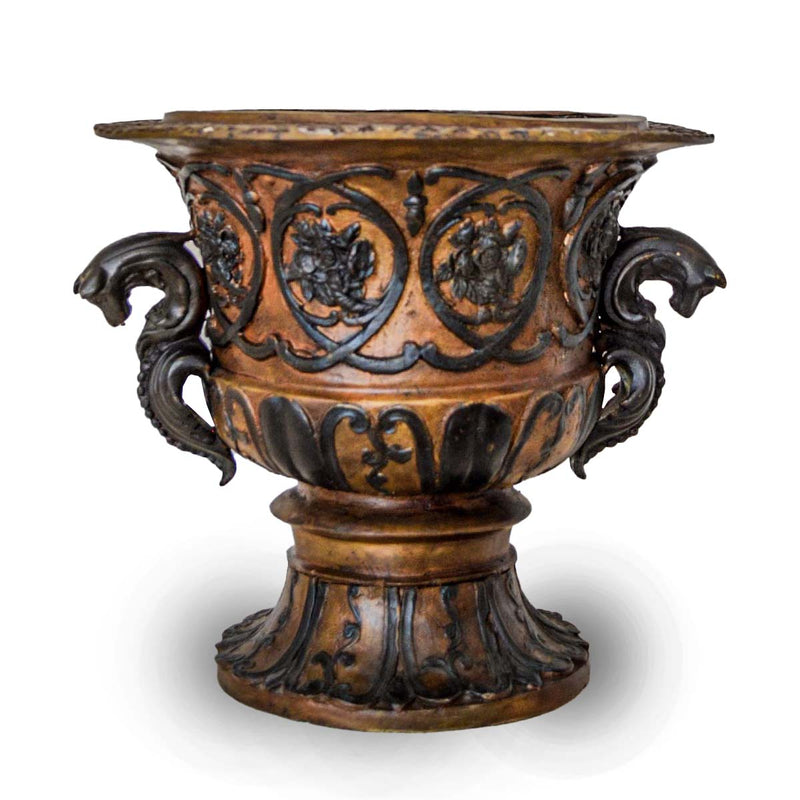 Greco-Roman Inspired Urn with Serpent Handles and Two-Tone Bronze Patina-Custom Bronze Statues & Fountains for Sale-Randolph Rose Collection
