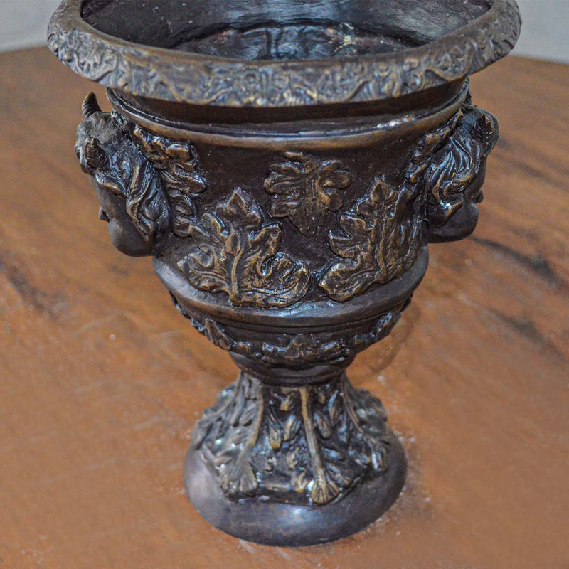 Small Greco-Roman Urn with Cherub Faces and Palmettos in Bronze Patina-Custom Bronze Statues & Fountains for Sale-Randolph Rose Collection