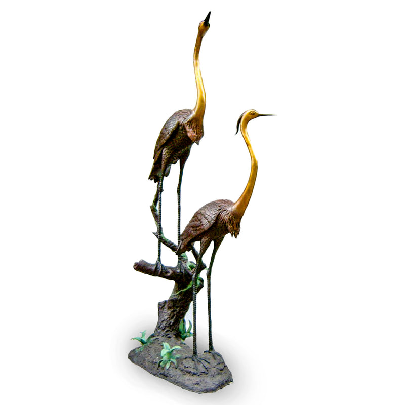 Pair of Cranes Perched-Custom Bronze Statues & Fountains for Sale-Randolph Rose Collection