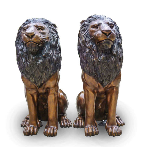 Pair of Lions Sitting Straight