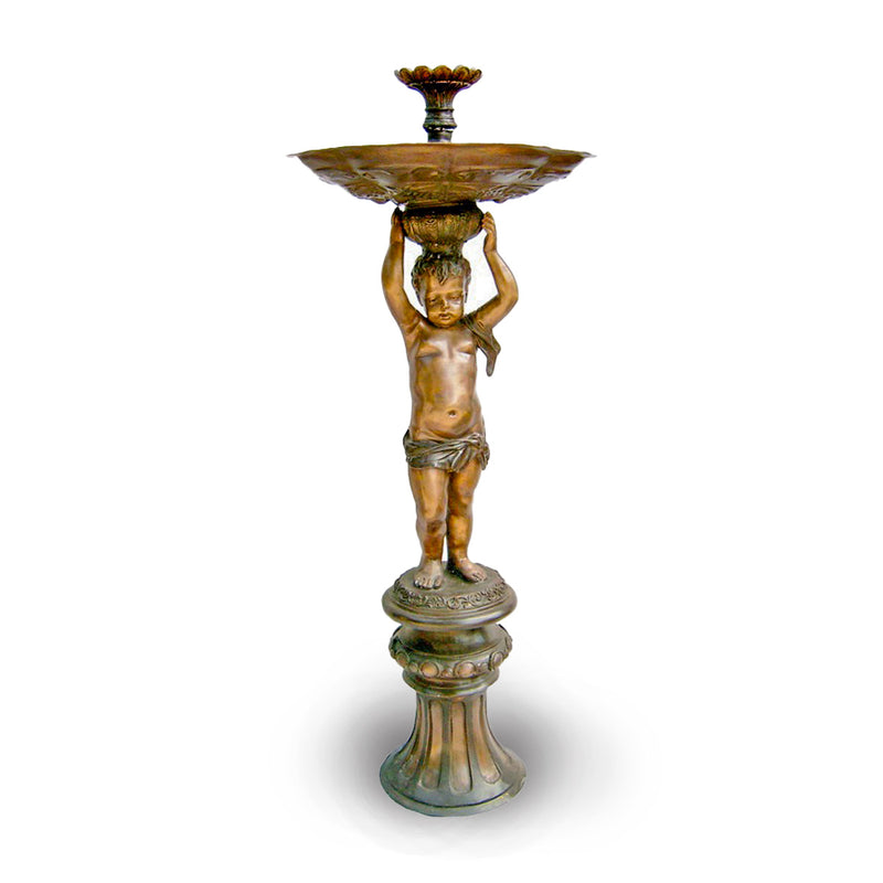 Cherub Standing on Pedestal Bronze Fountain-Custom Bronze Statues & Fountains for Sale-Randolph Rose Collection