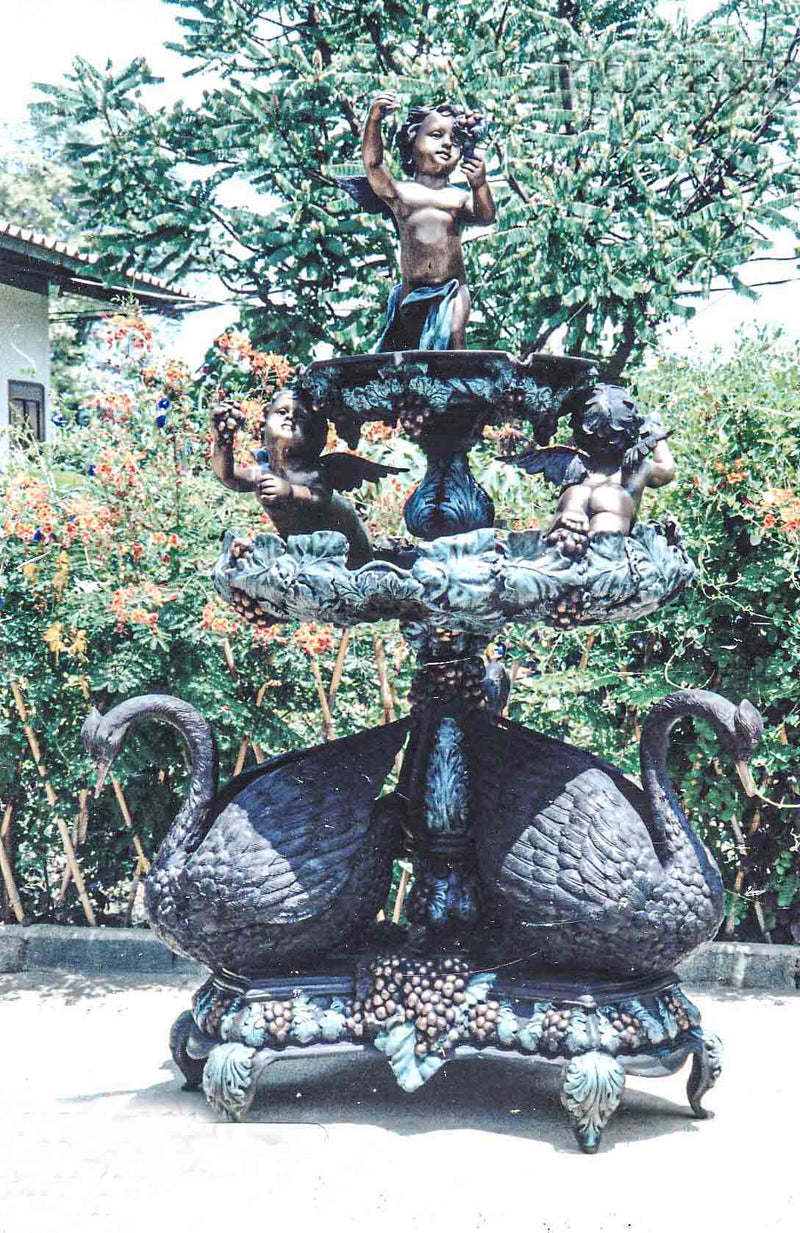 Swans and Cherubs Tiered Bronze Fountain-Custom Bronze Statues & Fountains for Sale-Randolph Rose Collection