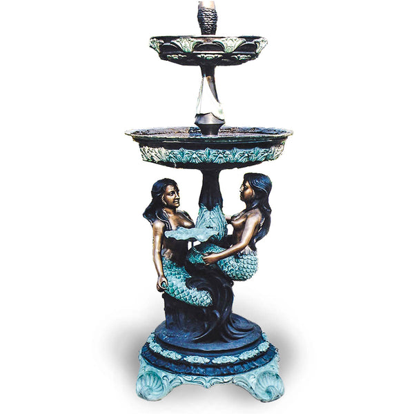 Bronze Two Tiered Fountain Statue of Two Mermaids | Randolph