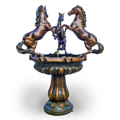 Three Rearing Horses Bronze Fountain