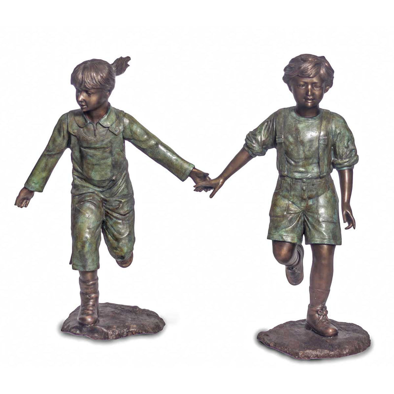 Jack & Jill Holding Hands-Custom Bronze Statues & Fountains for Sale-Randolph Rose Collection