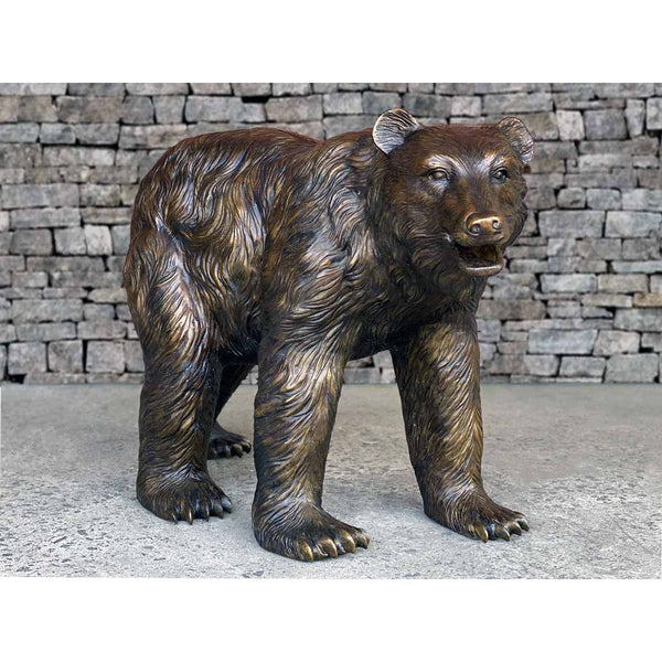 Bronze Open Mouthed Bear Garden Statue on Four Paws | Randolph