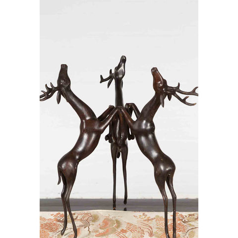 Table Base Bronze Reindeer Statue
