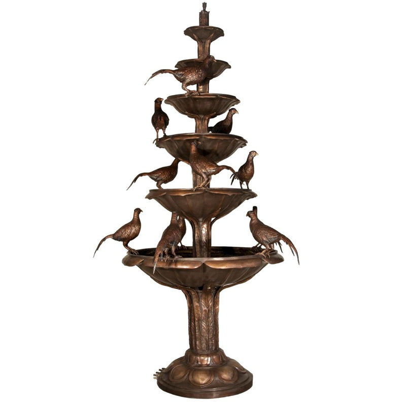 Six Tier Fountain with Long-tailed Birds-Custom Bronze Statues & Fountains for Sale-Randolph Rose Collection