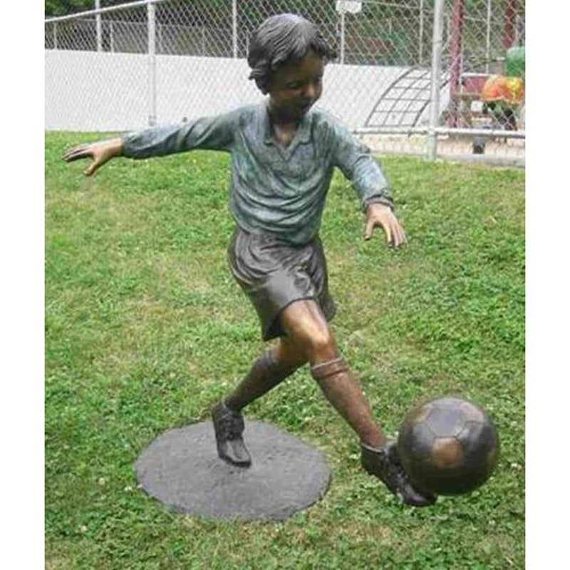 Bronze Sports Statue of a Boy Playing Soccer