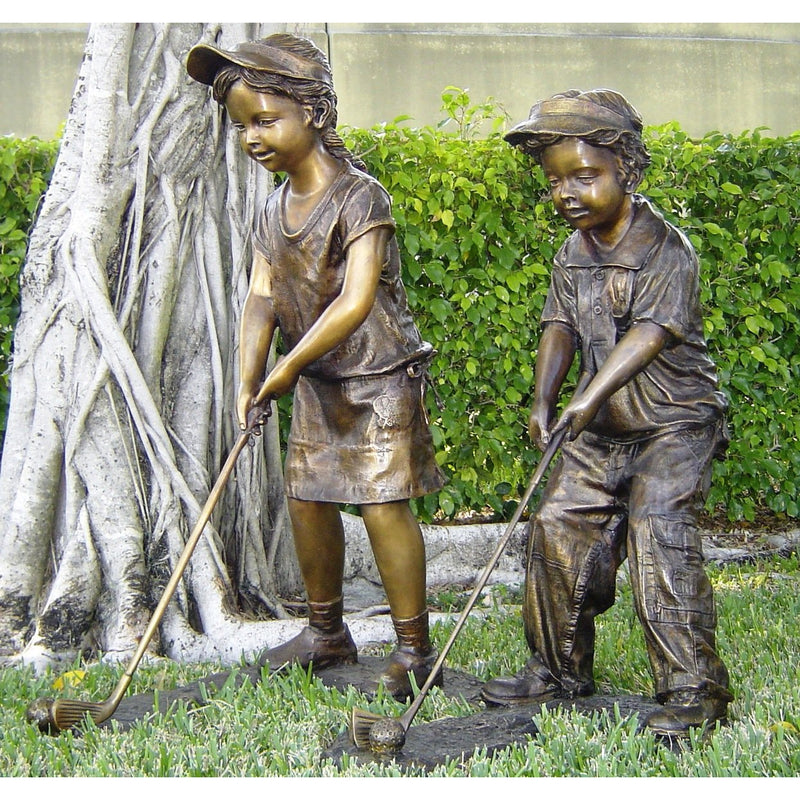Bronze Sports Statue of a Boy Playing Golf