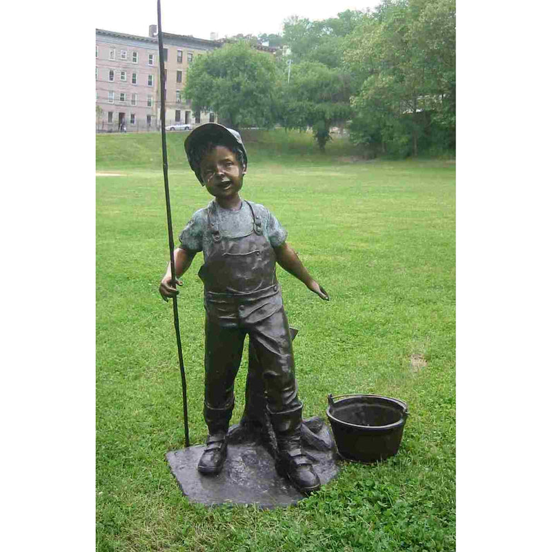 Bronze Statue of a Boy Farmer with Bucket