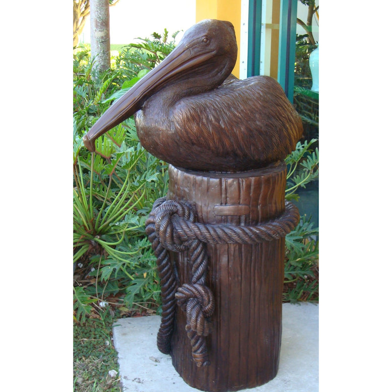 Bronze Statue of a Pelican on Pylon - Fountain