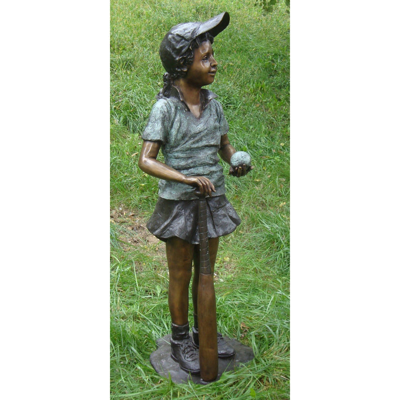 Bronze Sports Statue of a Girl Softball Batter