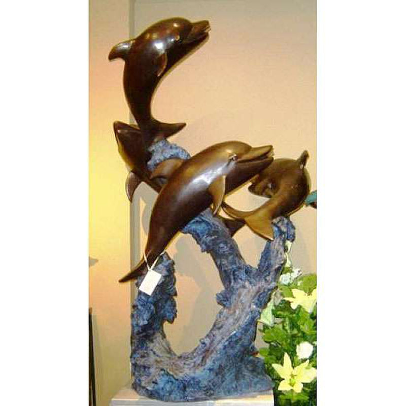 Dolphins on Blue Wave-Custom Bronze Statues & Fountains for Sale-Randolph Rose Collection