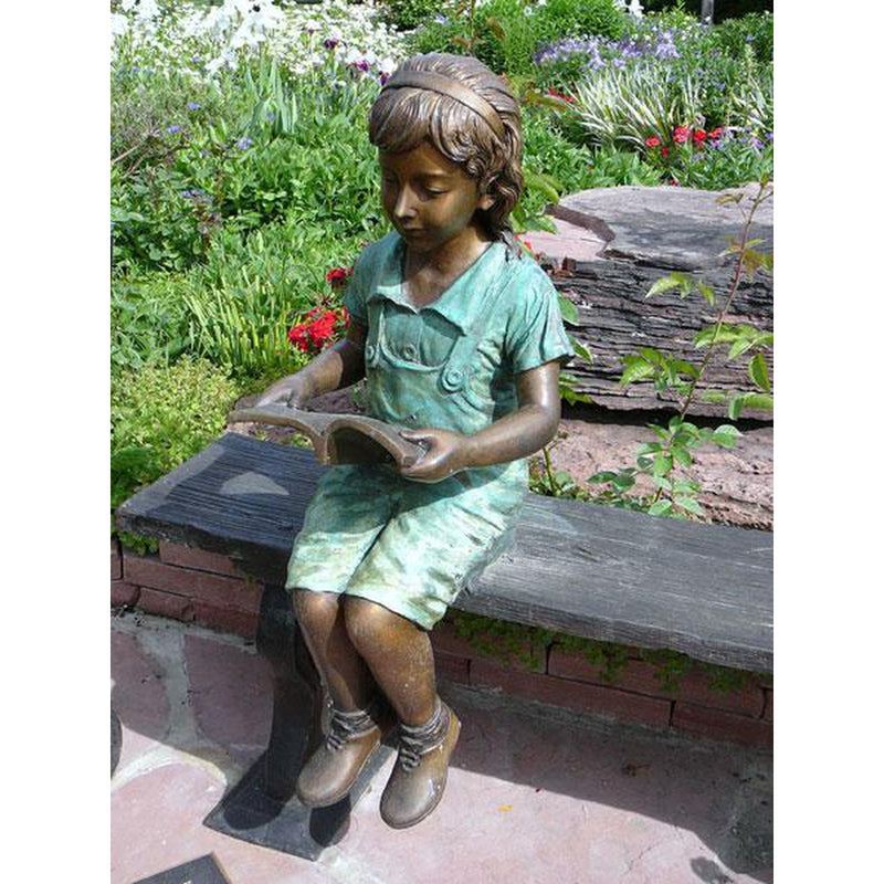 Bronze Statue of Girl Reading a Book