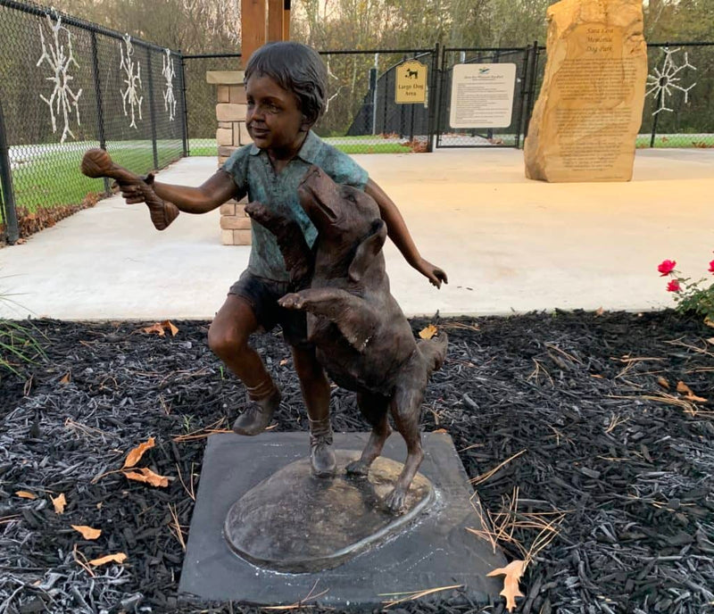 Children's Bronze Dog Park Statue
