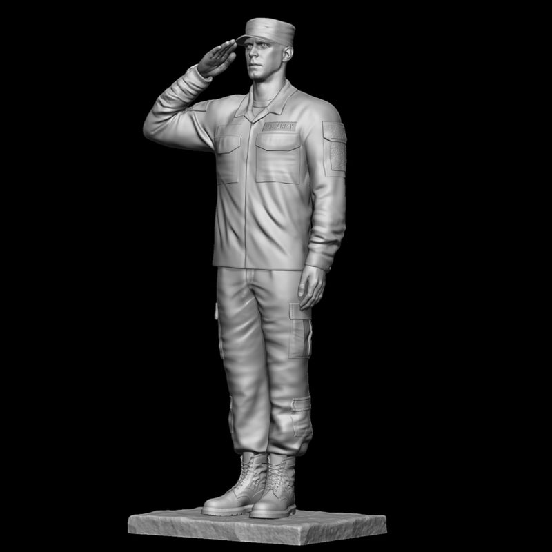 Saluting Army Soldier In Production