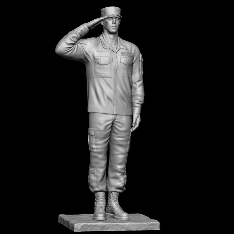 Saluting Army Soldier In Production