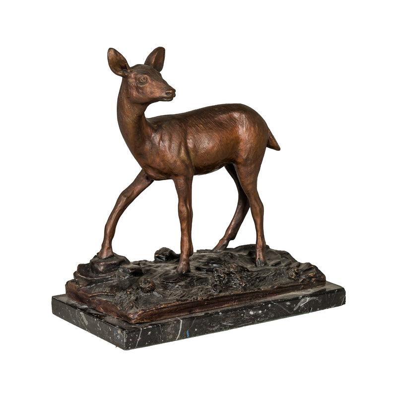 Small Tabletop Bronze Deer Statue