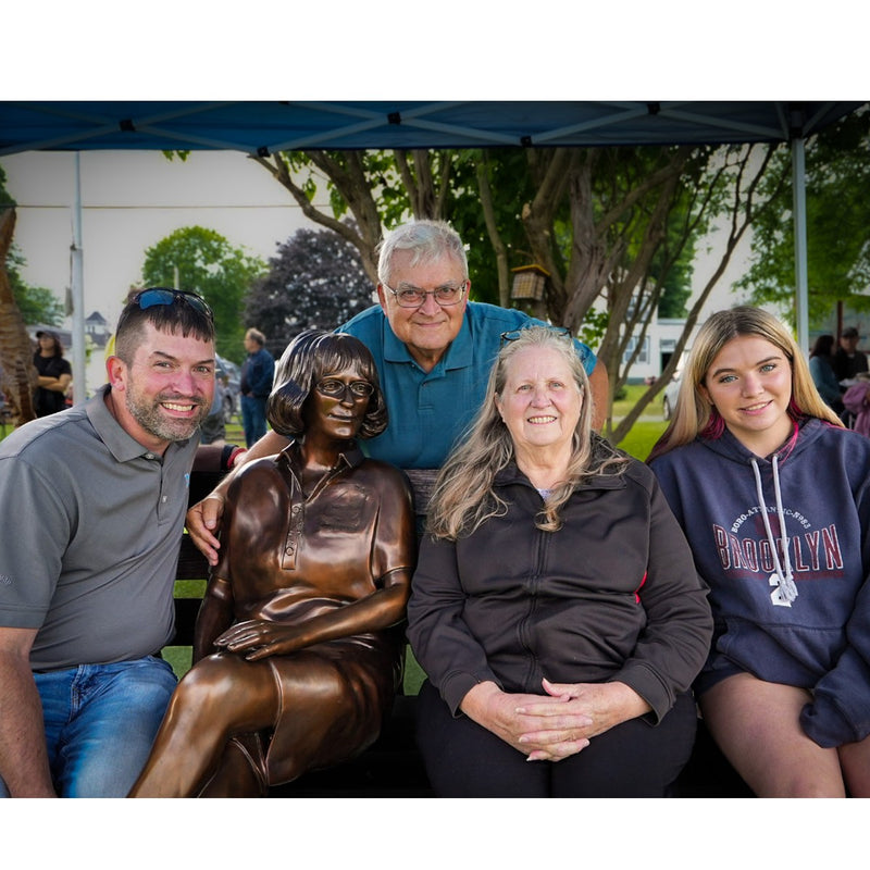 Custom Bronze Statue of Cathy Lee on Park Bench
