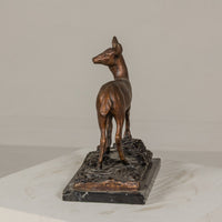 Small Tabletop Bronze Deer Statue