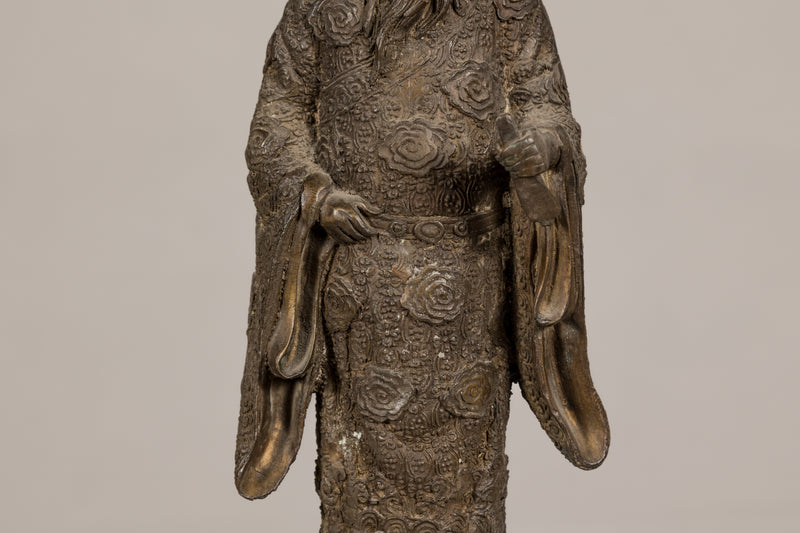 Bronze Tabletop Statue of a Scholar on a Turtle